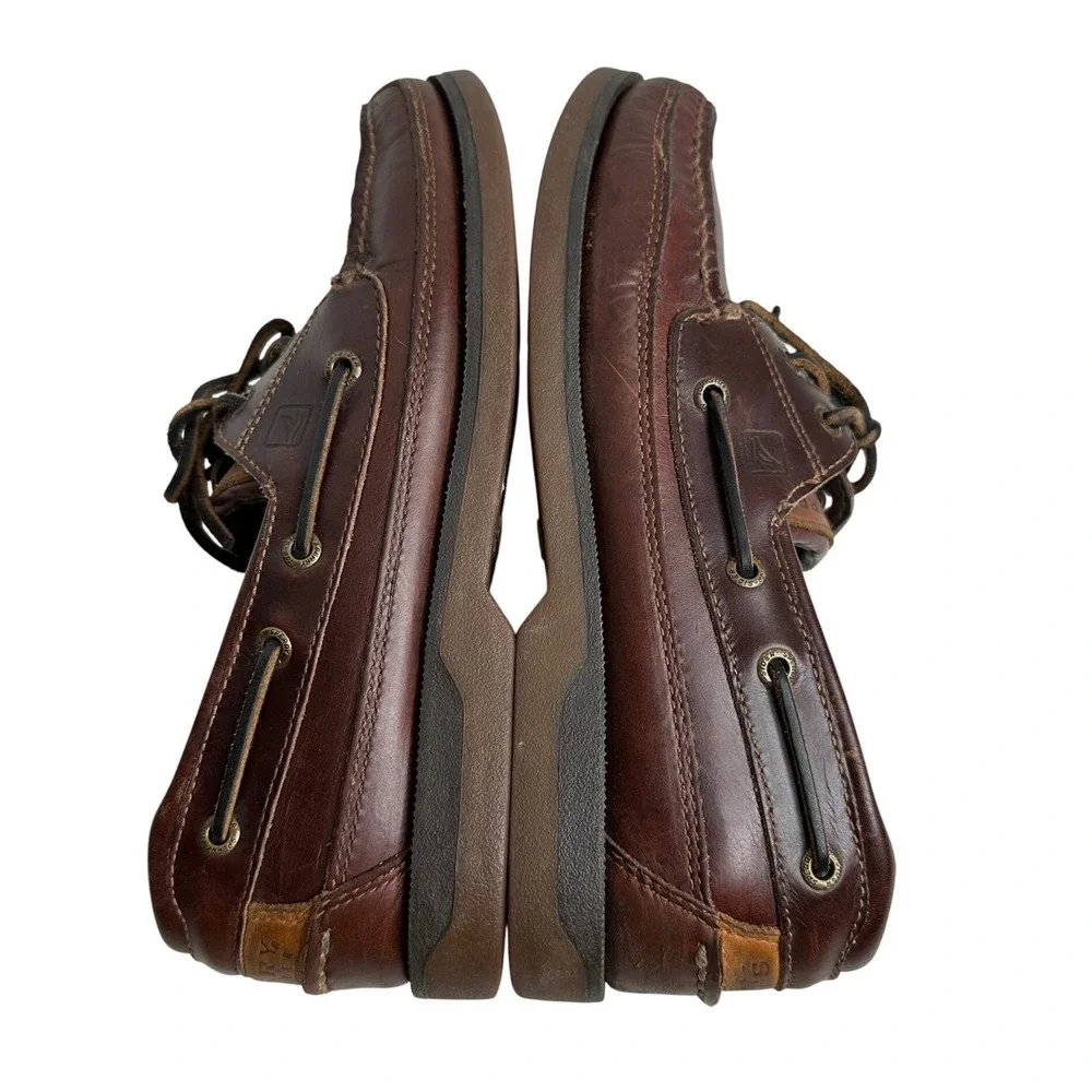 Sperry Top Sider Mako Collection Men's preppy  Brown Leather Boat Shoes SZ 9.5 M
